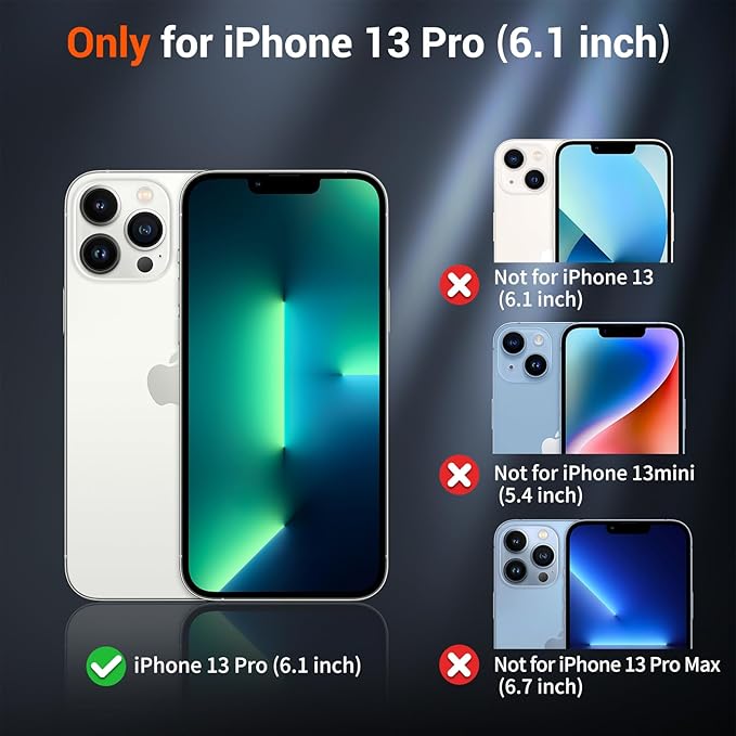 SUPFINE Magnetic for iPhone 13 Pro Case (Compatible with MagSafe) (Military Grade Drop Protection) Translucent Matte Shockproof Phone Case,Black
