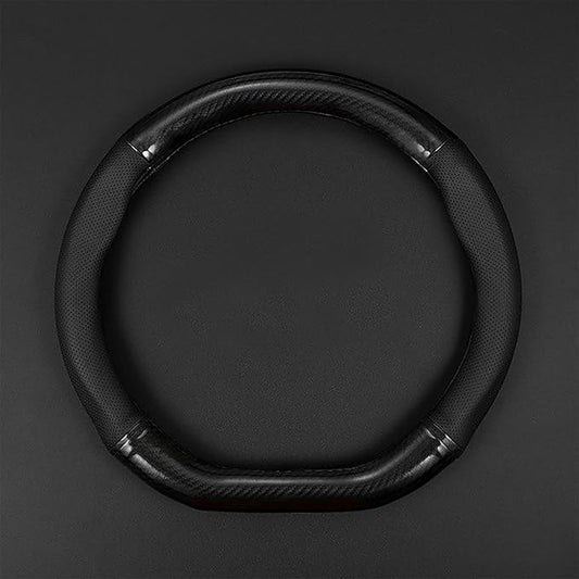 1 Pack Car Breathable Steering Wheel Cover, Wear -Resistant Steering Wheel Sleeve, Carbon Fiber Non-Slip Steering Wheel Protector, Four Seasons Universal Steering Wheel Set (Black #D -Shaped)