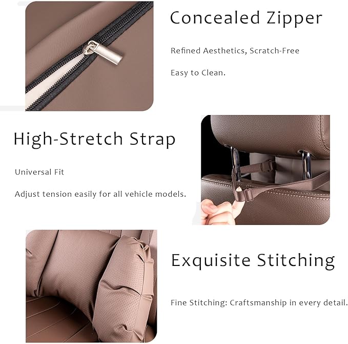 Car Neck Pillow & Lumbar Support for Lexus RZ 550e F Sport 2026+ Ergonomic Breathable Mesh Auto Seat Back Cushion Headrest,Brown-Lumbar Support