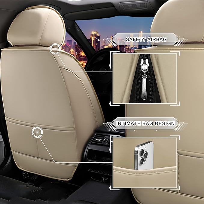 CTDS Car Seat Covers for Toyota Corolla 2000-2026, Stylish Sport Seat Cover, Premium Nappa Leather Car Seat Cover. Automobile Seat Covers Sets.(Luxury 5 Seats/Beige)