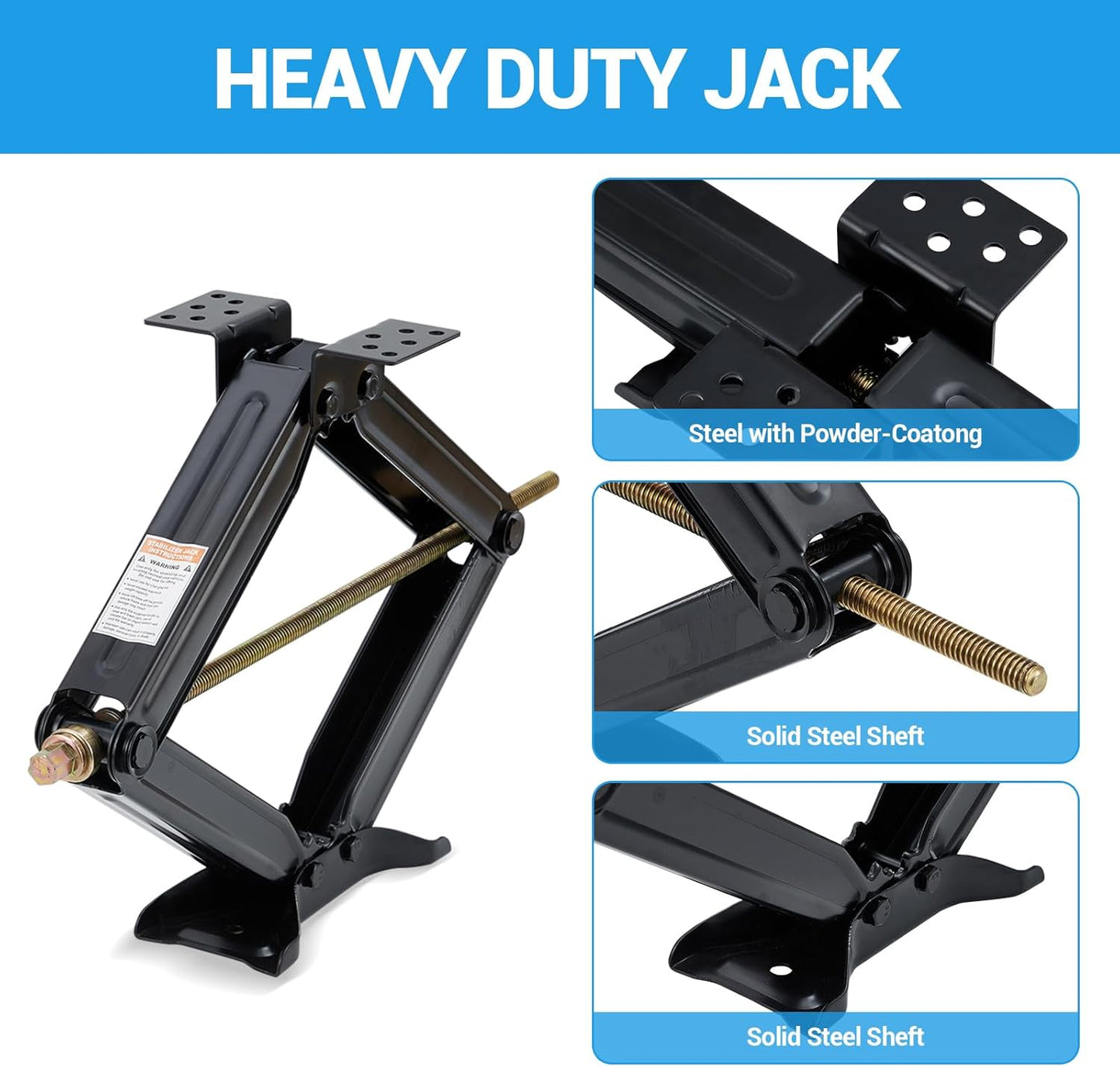 Garvee 24" RV Scissor Jack - 7500lb Heavy Duty Leveling Stabilizer with Crank Handle, Stable Base, 4"-24" Adjustable Height, Powder Coated Steel for Travel Trailers, RVs & Campers - 4 Pack