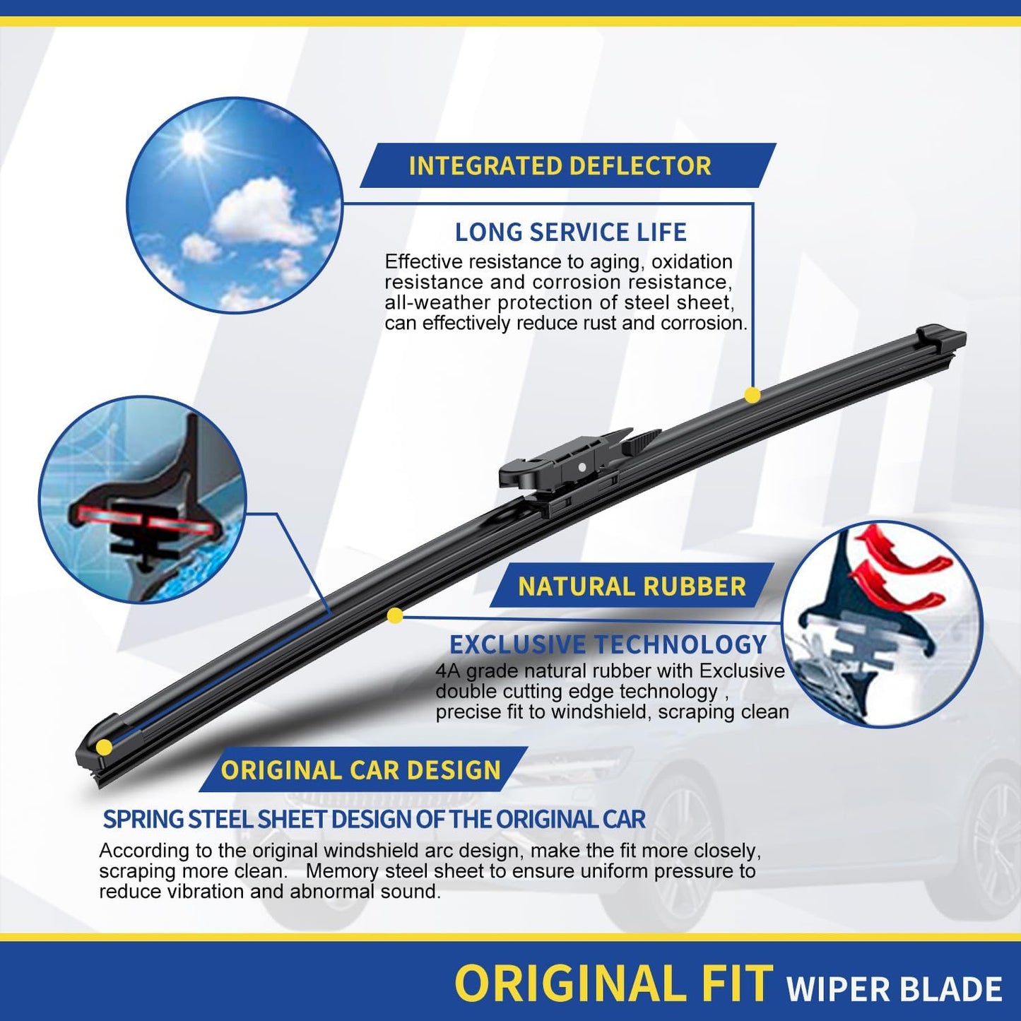 3 wipers Replacement For 2013-2017 2018 2019 Ford Escape 2012-2018 Ford Kuga 2013-2017 Ford Fusion Windshield Wiper Blades Set - Original Equipment 28"+28"+11" (Set of 3) Pinch Tab