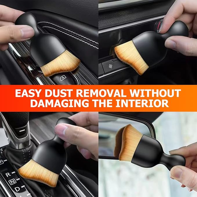 Blilo 2PCS Car Interior Detailing Brush with Dust Cover, Auto Soft Hair Cleaning Brushes, Scratch Free Curved Dirt Collectors, for Vehicle Dashboard Air Conditioner Vents Leather Computer (Pink/2PCS)