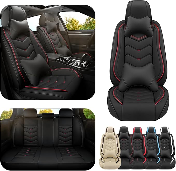Car Seat Covers for Mitsubishi Outlander 2003-2026, Premium Nappa Leather Car Seat Cover, Stylish Sport Seat Covers， Automobile Seat Cover Sets.(Luxury 5 Seats/Black)