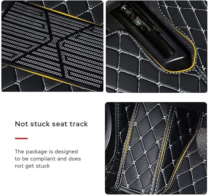 MELKEN Custom Fit Leather Car Floor Mats for 95% of Cars Full Coverage Floor Liners Car Mats (Black Red)