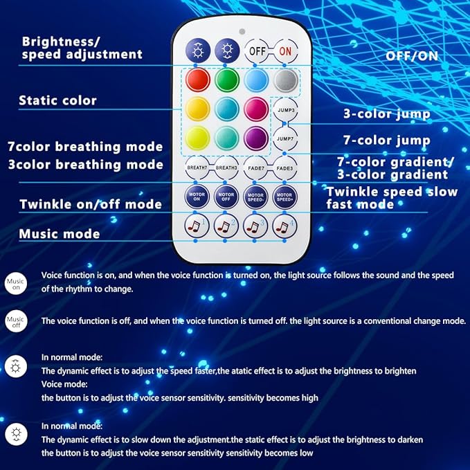 AZIMOM Mini 6W Twinkle 600pcs Fiber Optic Starlight Headliner Kit for Car Home 0.03in 9.8ft End Glow Fiber Strands Sound-Activated APP& Remote Control Starlight Engine