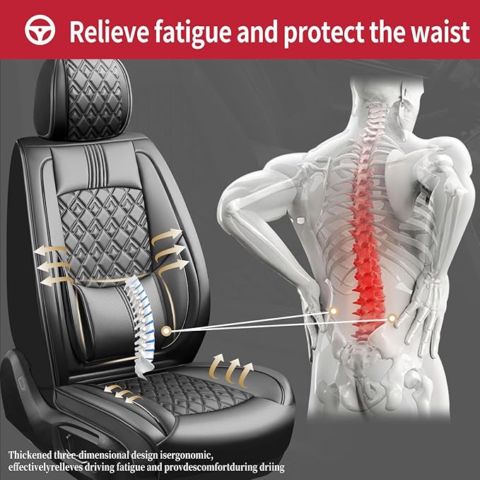 Fit Honda Fit Car Seat Covers for Honda Fit 2007-2019 2020 - Upgraded Premium Waterproof & Breathable Leather, Airbag Compatible, All-Weather Seat Cushion Protector (Full Set, Black)