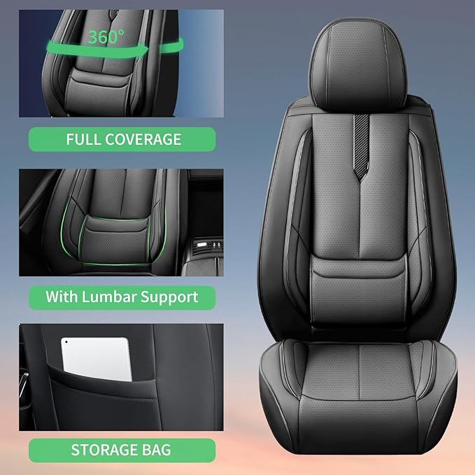 Fit Legacy Car Seat Covers for Subaru Legacy 2008-2023 2024 2025 2026 -Upgraded Premium Waterproof & Breathable Leather,Airbag Compatible,All-Weather Seat Cushion Protector,2 Front/Black-Red