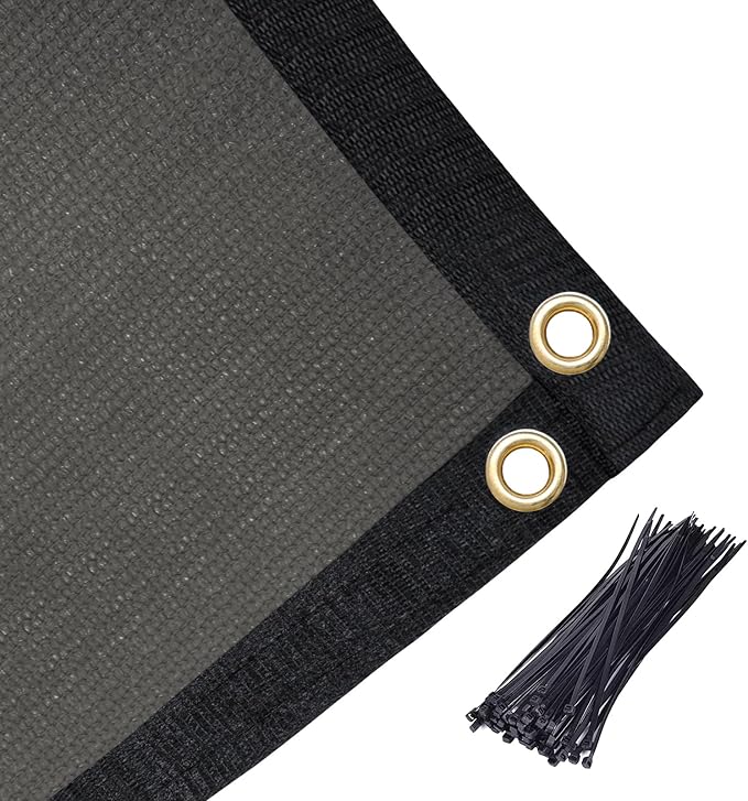Amagenix 90% Pergola Shade Cover 15'X 15' Dark Gray Sun Shade Cloth with Grommets for Outdoor Garden Patio Porch-Commercial Grade 200 GSM-Cable Zip Ties Included (We Customized)