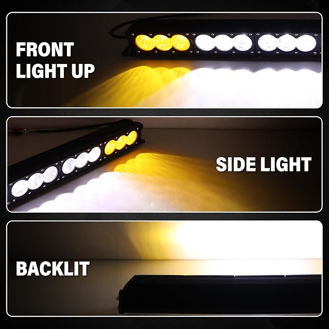 Willpower 28 inch LED Light Bar Single Row Dual Color 150W Off Road Light Bar White Amber Combo LED Work Light Truck UTV 4x4 Cars SUVs ATVs Boats Fog Driving Light with Wiring Harness kit