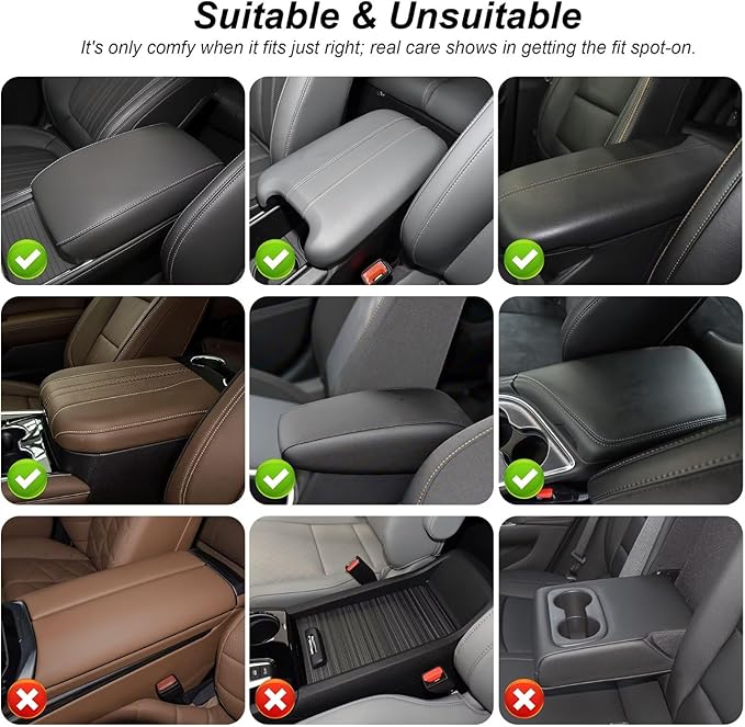 Center Console Cover Fit for Land Cruiser Scratch & Wear Resistant Waterproof Middle Console Cover with 2 Storage Bags(Black&Redline)
