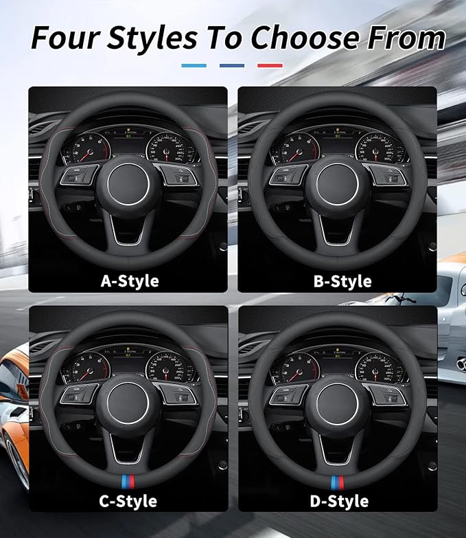 Custom-Fit for Land Rover Steering Wheel Cover, Premium Leather Car Steering Wheel Cover with Logo, Non-Slip, Breathable, for Land Rover Accessories (B-Style,for Land Rover)