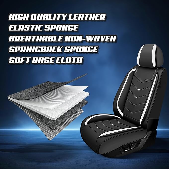 Car Seat Covers for Mitsubishi Outlander 2003-2026, Premium Nappa Leather Car Seat Cover, Stylish Sport Seat Covers， Automobile Seat Cover Sets.(Luxury 5 Seats/Black White)