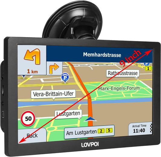 Truck GPS Commercial Drivers 2025, Trucker Car GPS Navigator, 9 inch Navigation System with Lifetime Map Updates, Voice Assistant, Speed Limit Warnings