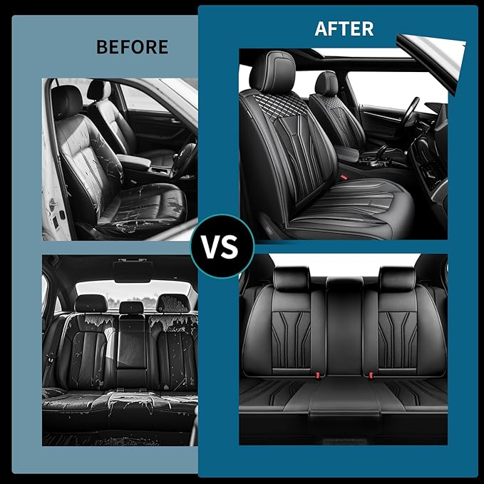 Fit Tucson Car Seat Covers Premium Leather for Hyundai Tucson 2010-2025 2026. Waterproof， Breathable, Scratch-Resistant & All-Weather Seat Cushion Protector (Full Set, All Black)