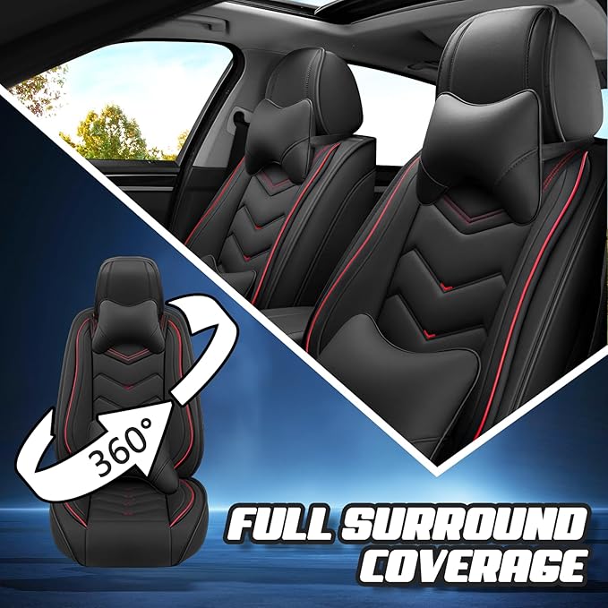 Car Seat Covers for Fiat 500 2012-2019, Premium Nappa Leather Car Seat Cover, Stylish Sport Seat Covers， Automobile Seat Cover Sets.(Luxury 2 Seats/Black)