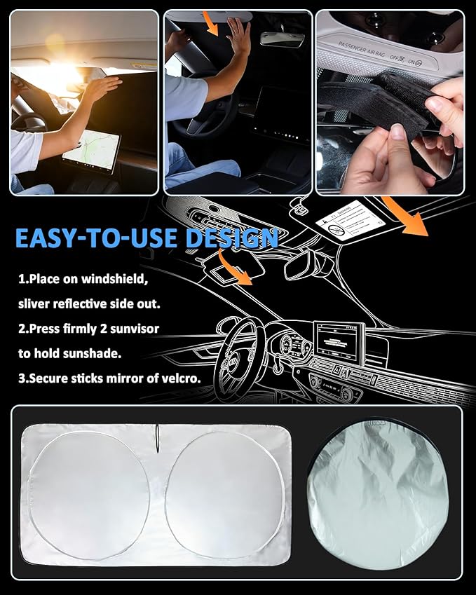 Sunshade for Pacifica Windshield Sun Shade for 2017-2024 2025 2026 Chrysler Pacifica Minivan Accessories Front Window Shield Cover Sun Visor Blocker Suncreen Protector Keep Car Cooler