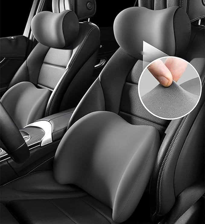 Car Lumbar Support Pillow Neck Pillow Set for Tesla Model 3 2017 2018 2019 2020 2021 2022 2023,Softness Cushion Neck Back Pain Relief Seat Accessories,Black