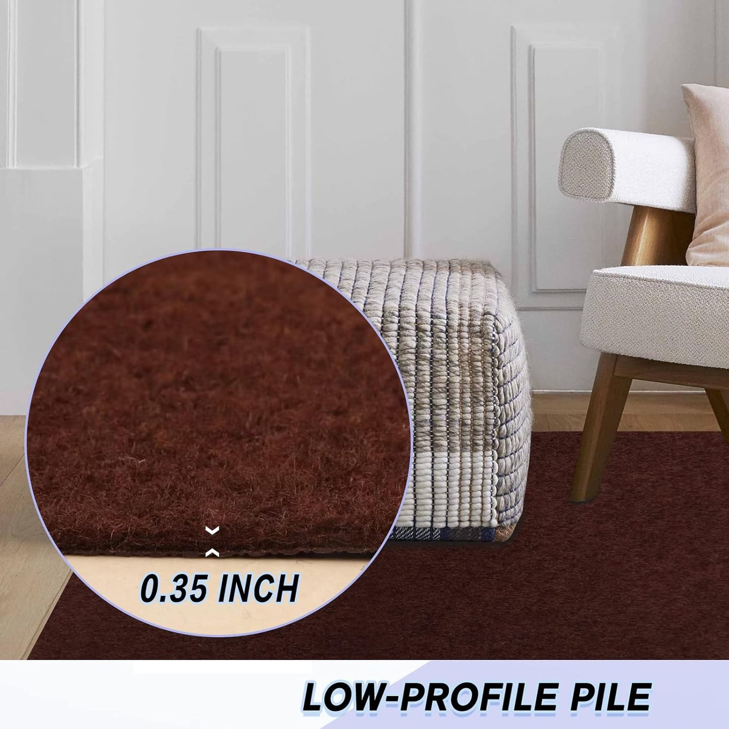 Custom Size Backed Non-Slip Area Rugs Runner, Easy Clean, Waterproof Runner Rugs for Hallway Entryway, Kitchen, Laundry, 4FT x 37FT, Brown