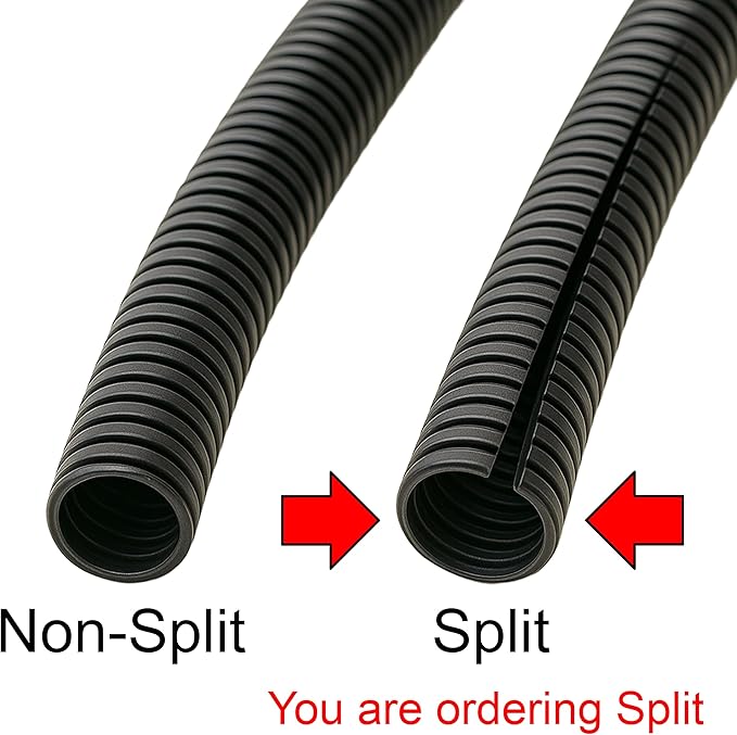 Electriduct Split Wire Loom Tubing Polyethylene Corrugated Flexible Conduit - 3/4" Nominal Size - 20 Feet - White