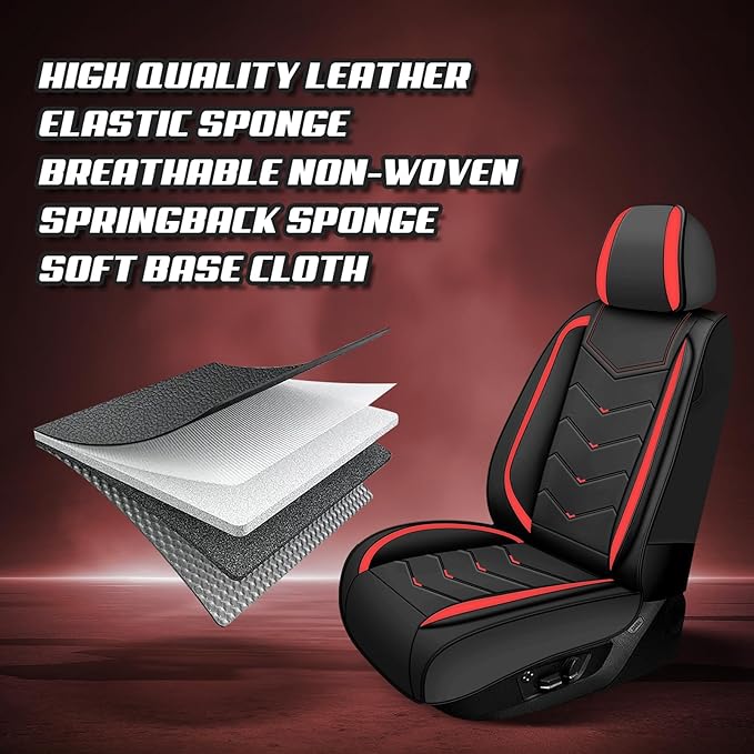 Car Seat Covers for Ford Expedition 2000-2026, Premium Nappa Leather Car Seat Cover, Stylish Sport Seat Covers， Automobile Seat Cover Sets.(Luxury 5 Seats/Black Red)