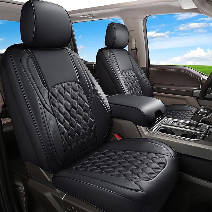 Huidasource Tacoma Seat Covers Full Set, Leather Pickup Truck Seat Cushion Cover Front & Rear Fit for 2016-2023 Double & Crew Cab Toyota Tacoma SR SR5 Limited TRD Sport/Pro/Off Road(Full Set/Black)