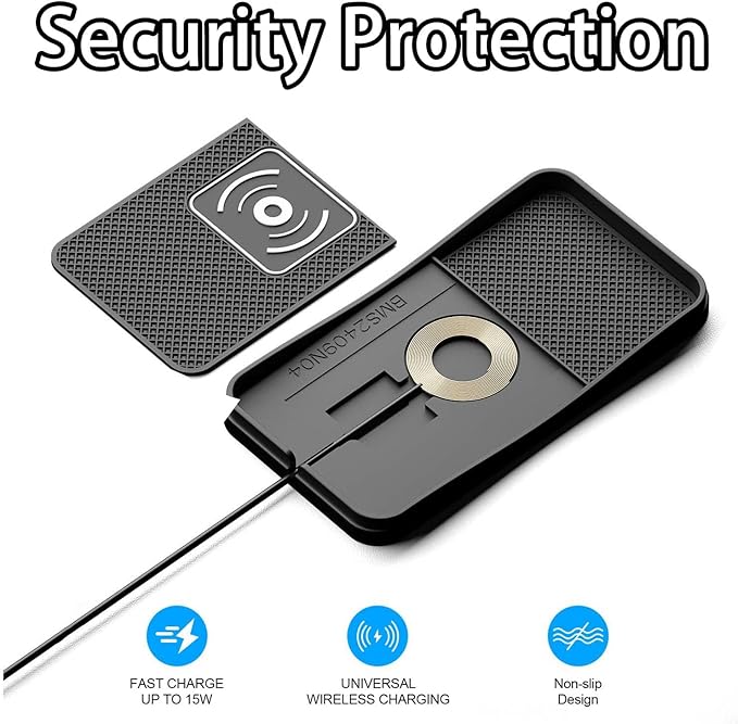 Car Wireless Charger Pad for Audi Allroad/RS6 2001-2018, Fast Car Wireless Charging Pad for Car Center Console, Non Slip Charging Mat,1M-USB