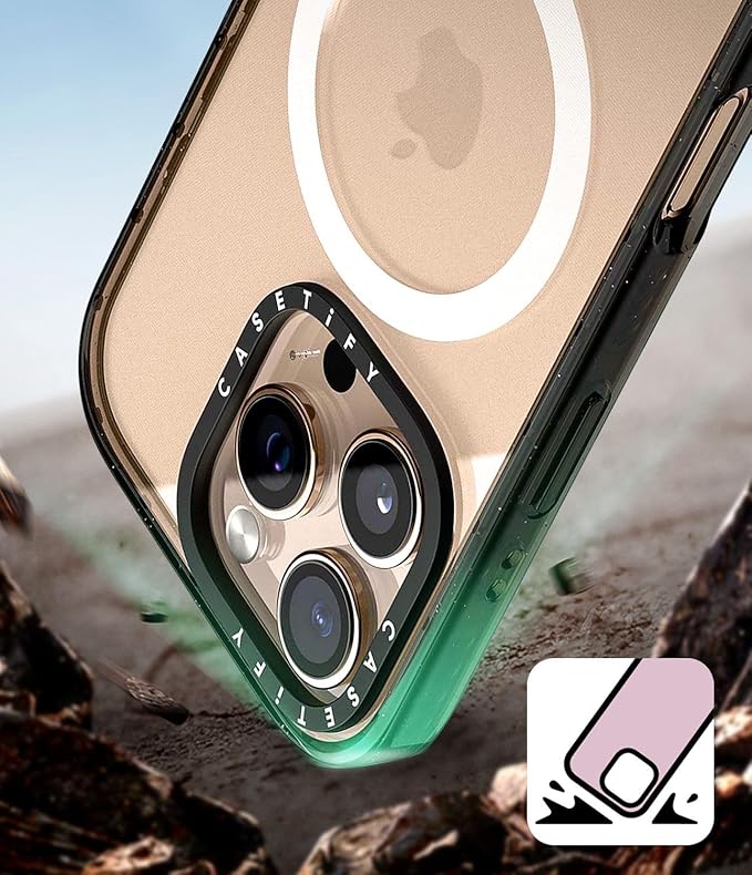 CASETiFY Impact iPhone 16 Pro Max Case [Slim/Compatible with Magsafe / 8.2 ft. 4X Military Grade Drop Protection] - 90s Daisy - Clear Black