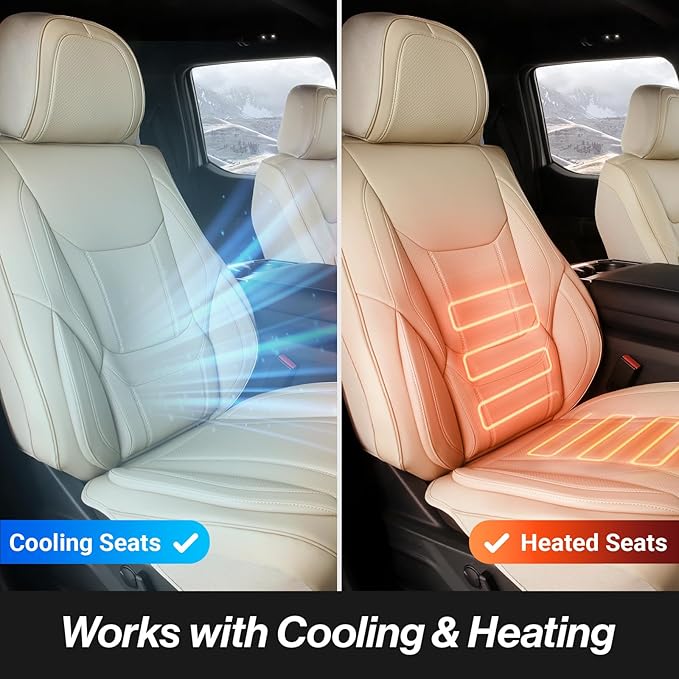 Coverland Custom Fit Car Seat Covers for Car Compatible with [Elantra, Mazda3, Passat, Impreza, Golf, Matrix] Premium Waterproof Non-Slip Interior Seat Protector [Full Set Beige - Size Chart X54]