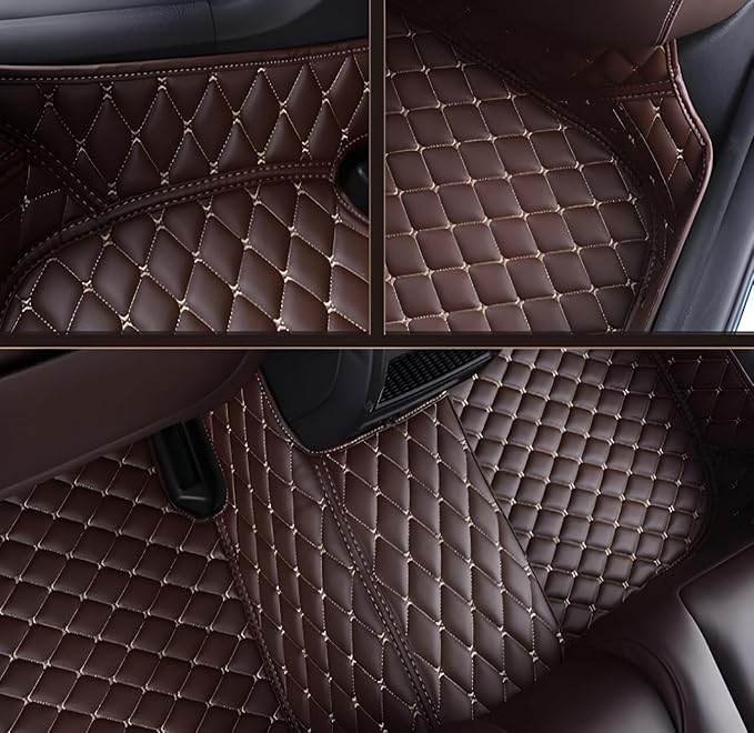 Customize Car Floor Mats for 99% Sedan SUV Sports Car All Weather Leather Full Coverage Waterproof Non-Slip Vehicle Lining Pads (Black Purple)