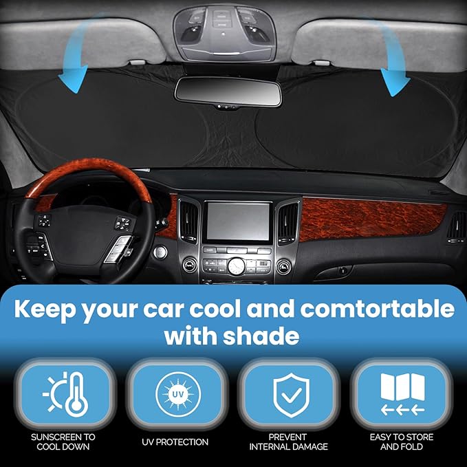 Custom Fit HR-V Windshield Sunshade for 2021 2022 2023 2024 2025 2026 HR-V (LX Sport EX EX-L) Accessories Front Window Cover for Windshield Sun Visor Protector 210T Reflective Blocks UV Keep Cool