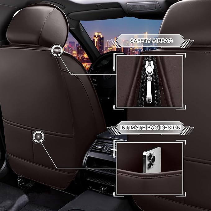 CTDS Car Seat Covers for Honda HR-V 2016-2026, Stylish Sport Seat Cover, Premium Nappa Leather Car Seat Cover. Automobile Seat Covers Sets.(Luxury 5 Seats/Coffee Color)