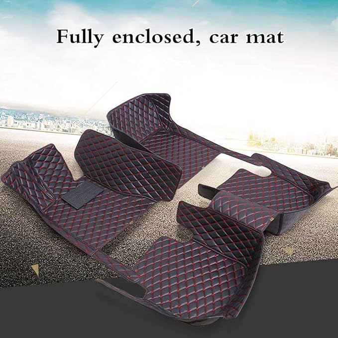 Custom Fit Car Floor Mats - Full Coverage Automotive Leather Floor Liners for Most Vehicles by MingyunSM (Black & White)