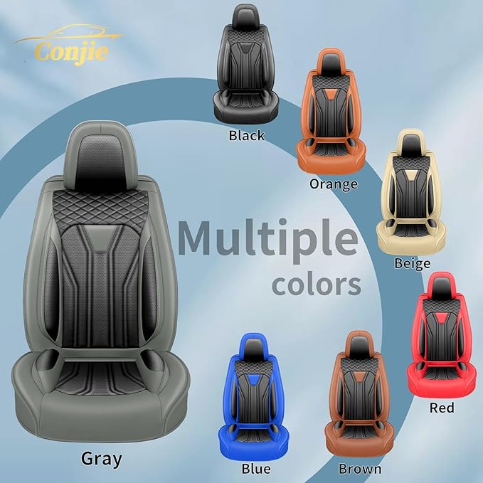 Fit Sonata Car Seat Covers Premium Leather for Hyundai Sonata 2007-2025 2026. Waterproof， Breathable, Scratch-Resistant & All-Weather Seat Cushion Protector（Full Set,Gray&Black