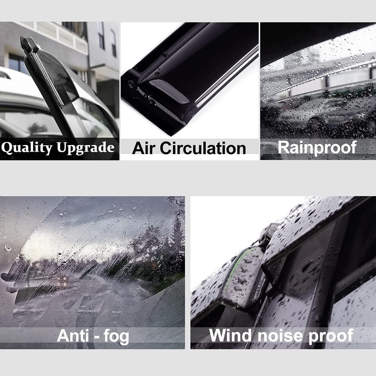 94425 Side Window Wind Vent Deflectors fit for 2007-2011 Toyota Camry Sedan,4pcs Outside Mount Style Sun Rain Guards Set,Dark Smoke Nice Window Visor