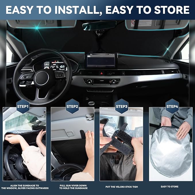 for Mercedes Benz C Class W205 C250 C300 C400 2015-2023 Windshield Sun Shade 4 Layers Car Sunshades for Front Windows Shade Cover Custom Fit C Class Sun Visor 250T Shade Blocks UV Rays Car Accessories