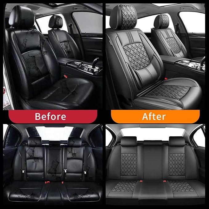 Fit Passport Car Seat Covers for Honda Passport 2019-2025 2026 - Upgraded Premium Waterproof & Breathable Leather, Airbag Compatible, All-Weather Seat Cushion Protector (Full Set, Black)