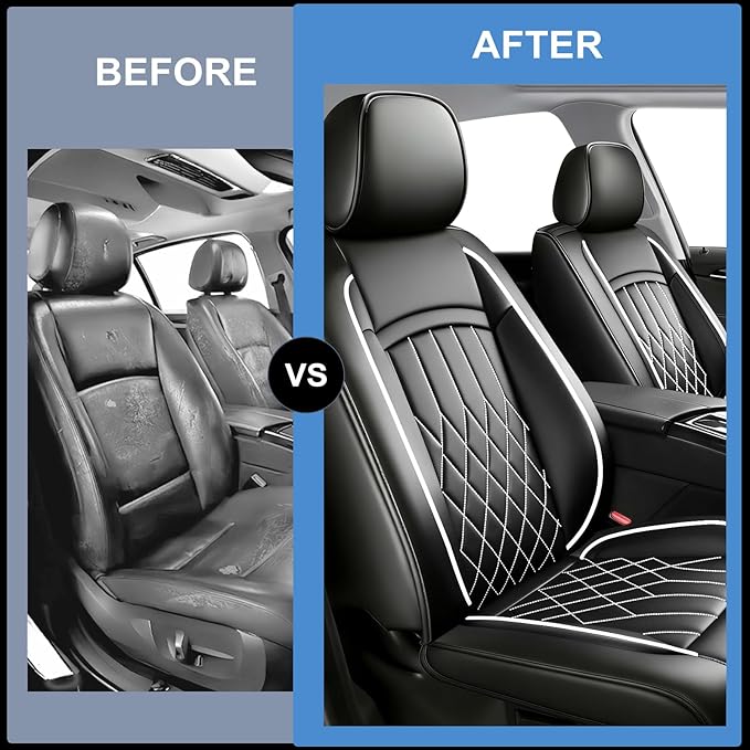 Fit RDX Car Seat Covers for Acura RDX 2010-2026 - Premium Leather, Waterproof, All-Weather, Airbag Compatible, Breathable, Easy Install, Seat Protectors, Only 2 Front seat Covers, Whiteline
