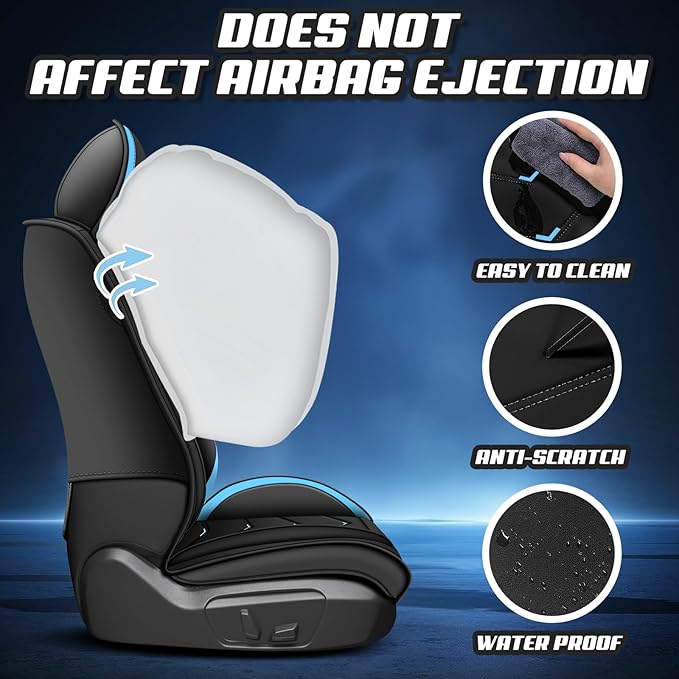 Car Seat Covers for Jeep Grand Cherokee L 2021-2026, Premium Nappa Leather Car Seat Cover, Stylish Sport Seat Covers， Automobile Seat Cover Sets.(Standard 2 Seats/Black Blue)