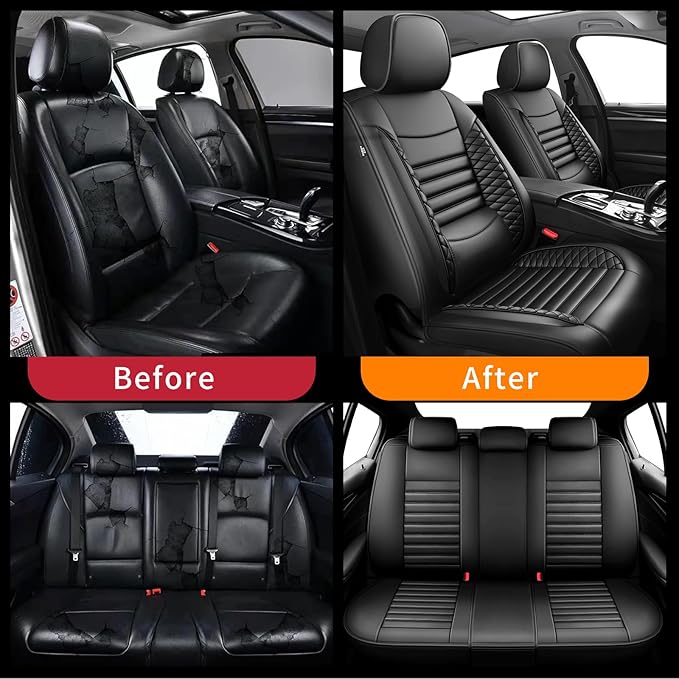 Fit Crosstrek Car Seat Covers for Subaru Crosstrek 2016-2025 2026 - Upgraded Premium Waterproof & Breathable Leather, Airbag Compatible, All-Weather Seat Cushion Protector (Full Set, Black)