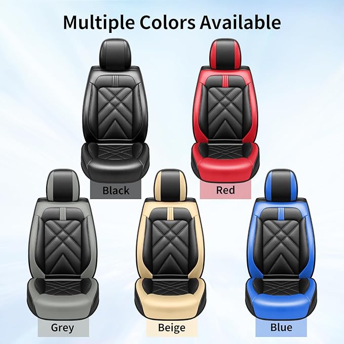 CX-50 Car Seat Covers Fit for Mazda CX-50 2023-2026, Full Coverage Premium Leather Waterproof Breathable Seat Covers, Automotive Seat Protectors, Airbag Compatible(2 Front Seats, Black-Blue)
