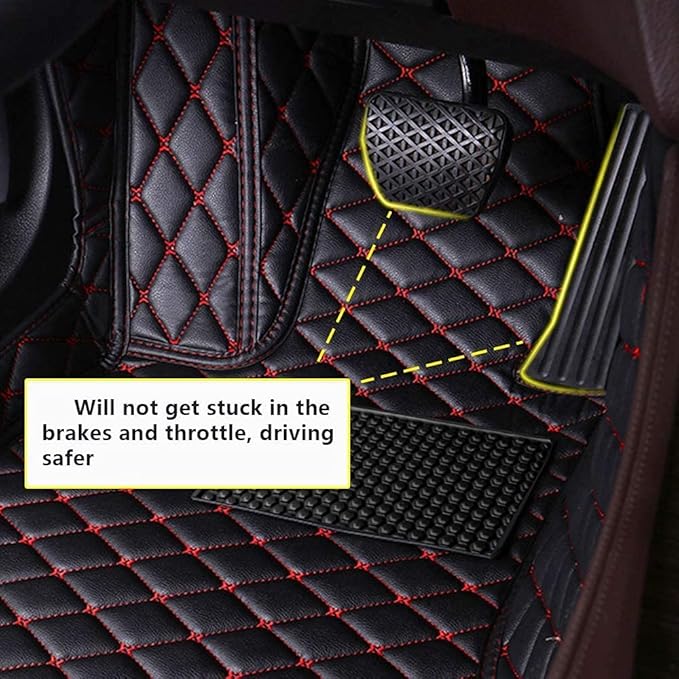 Custom Fit Car Floor Mats - Full Coverage Automotive Leather Floor Liners for Most Vehicles by MingyunSM (red)