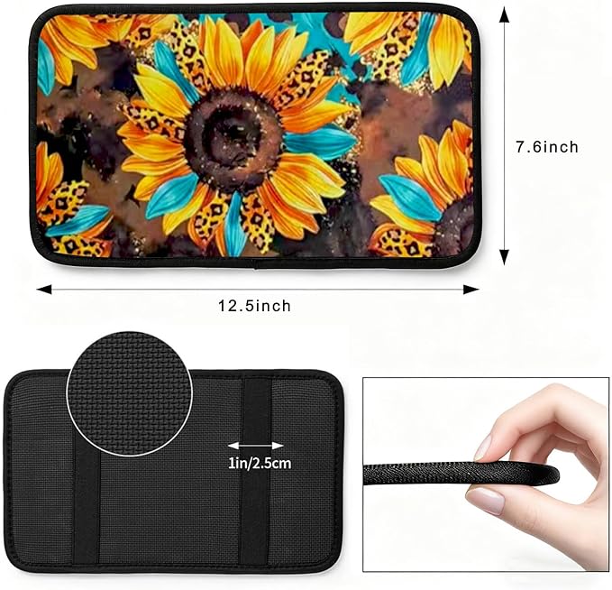 Daisy Vehicle Center Console Armrest Cover Pad,Daisy Car Accessories Soft Middle Console Cushion Pad,Auto Arm Rest Mat Decor Daisys Gifts for Women Men Dad for Most Vehicle SUV Truck