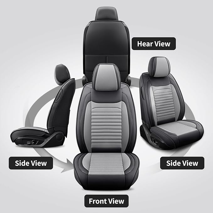 Front Seat Covers Fit for Toyota 4Runner 2001-2026, Car Seat Covers Front Seats, Breathable Faux Leather Automotive Seat Covers Front Pair Anti-Slip Seat Cover(Black&Gray, Front)