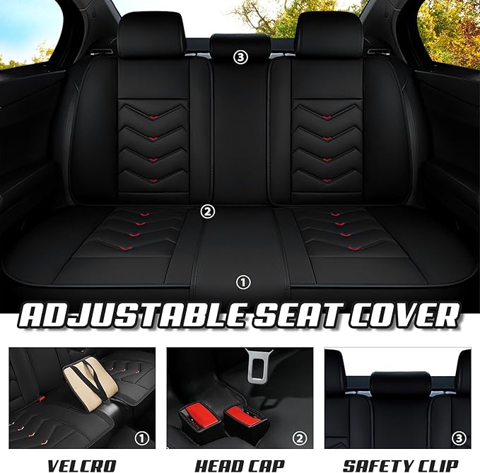 Car Seat Covers for Ford Expedition 2000-2026, Premium Nappa Leather Car Seat Cover, Stylish Sport Seat Covers， Automobile Seat Cover Sets.(Luxury 5 Seats/Black)