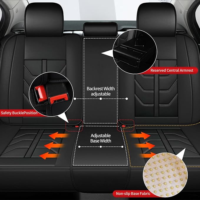 TTX LIGHTING Car Seat Covers fit for GMC Terrain 2010-2026 Full Set: Premium Leather Automotive Seat Cover with Airbag Compatible Waterproof (5 Seats, Black)