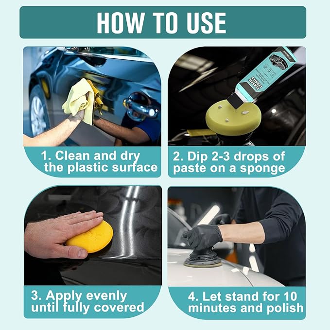 2PCS Plastic Clarify For Cars, Waterless Spray Wax, Plastic Clarify, All-In-One Detailer For Car Interiors & Exteriors, Plastic Rubber Leather Restorer For Cars