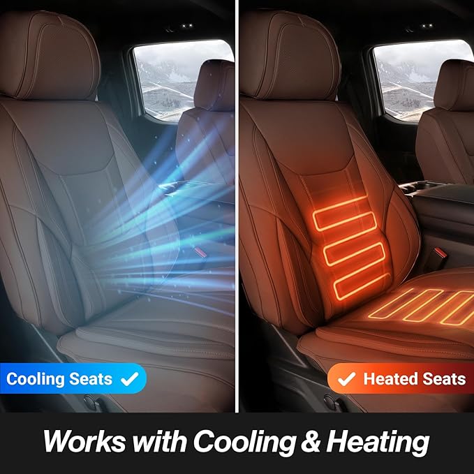 Coverland Custom Fit Car Seat Covers for SUV Compatible with [2022-2026 Hyundai Tucson] Premium Car Seat Cover Water Resistant Leather Non-Slip Interior Protector [Full set Dark Brown -Size Chart X58]