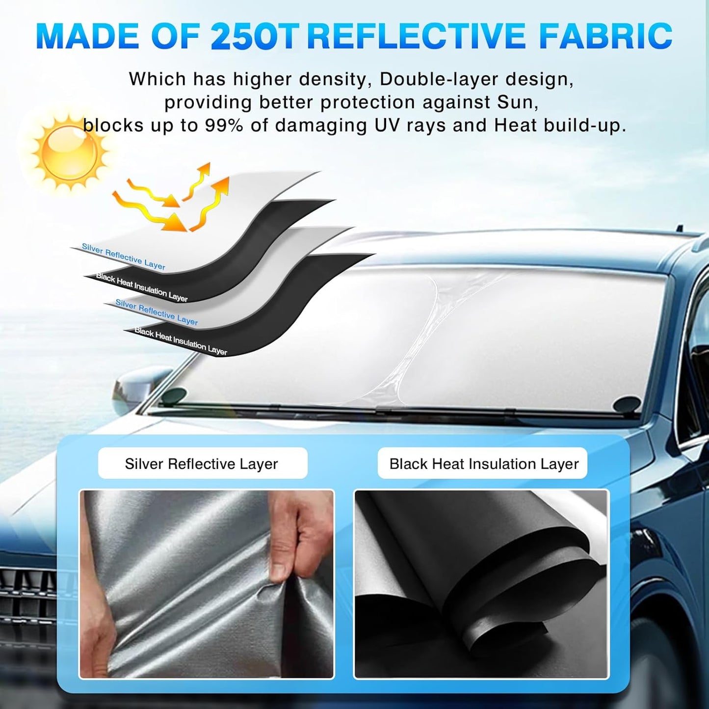 KUST Windshield Sun Shade for 2019-2024 2025 Subaru Forester Accessories, Custom Fit SUV Car Front Sunshade Window Sun Visor Protector Foldable Blocks UV Rays Keep Your Car Cooler