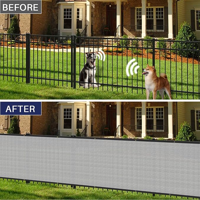 Windscreen4less Privacy Fence Screen Heavy Duty Windscreen Fencing Mesh Fabric Shade Net Cover with Brass Grommtes for Outdoor Wall Garden Yard Pool Deck, 8'x164' Light Gray